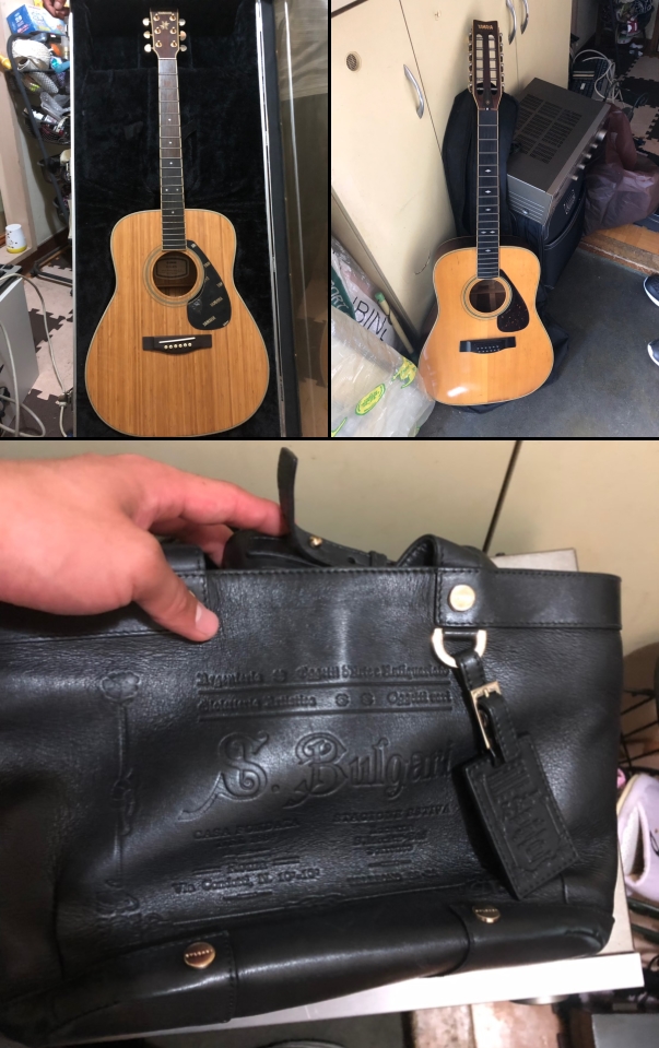 ヤマハのギター2本【FGX-B1N】【L12-5】とブルガリのバッグ
