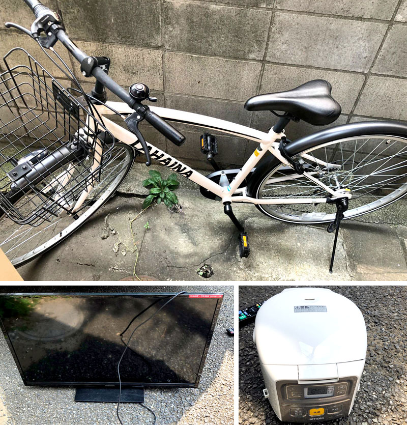 自転車・クロスバイク「LAHAINE ラハイナ」、オリオン電機「32型液晶テレビ」、タイガーの「炊飯器 3合炊き　JAI-R1」18年製